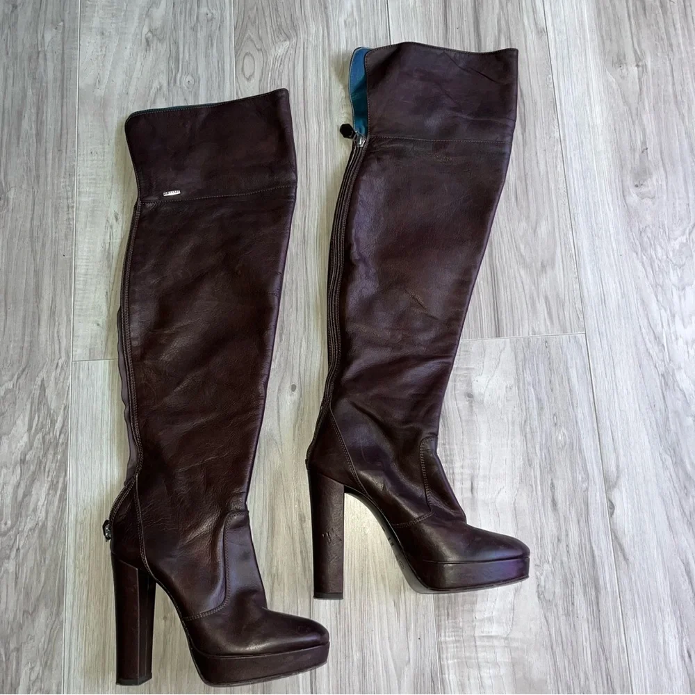 Gianfranco Ferre Dark Brown Over the Knee Boots